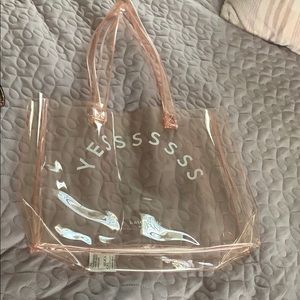 Clear pink plastic kate spade tote !!!